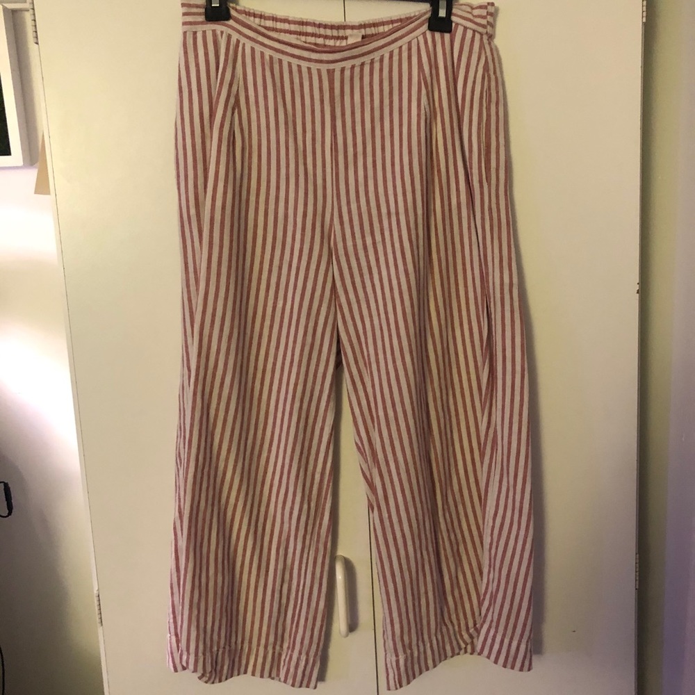 Pink and White striped Capri linen
